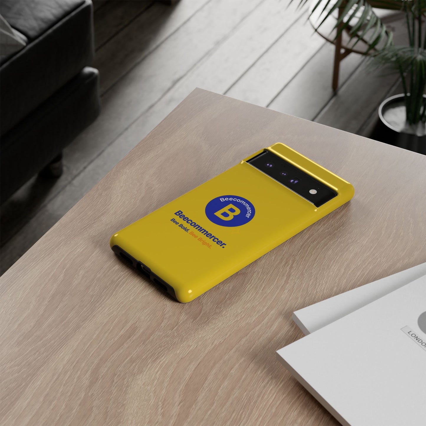 Beecommercer Bold Logo Phone Case — Yellow Protective Phone Cover