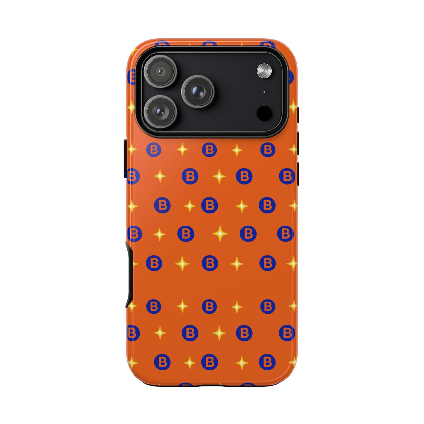 Orange Retro Sparkle Phone Case — Monogram B Pattern Tough Case