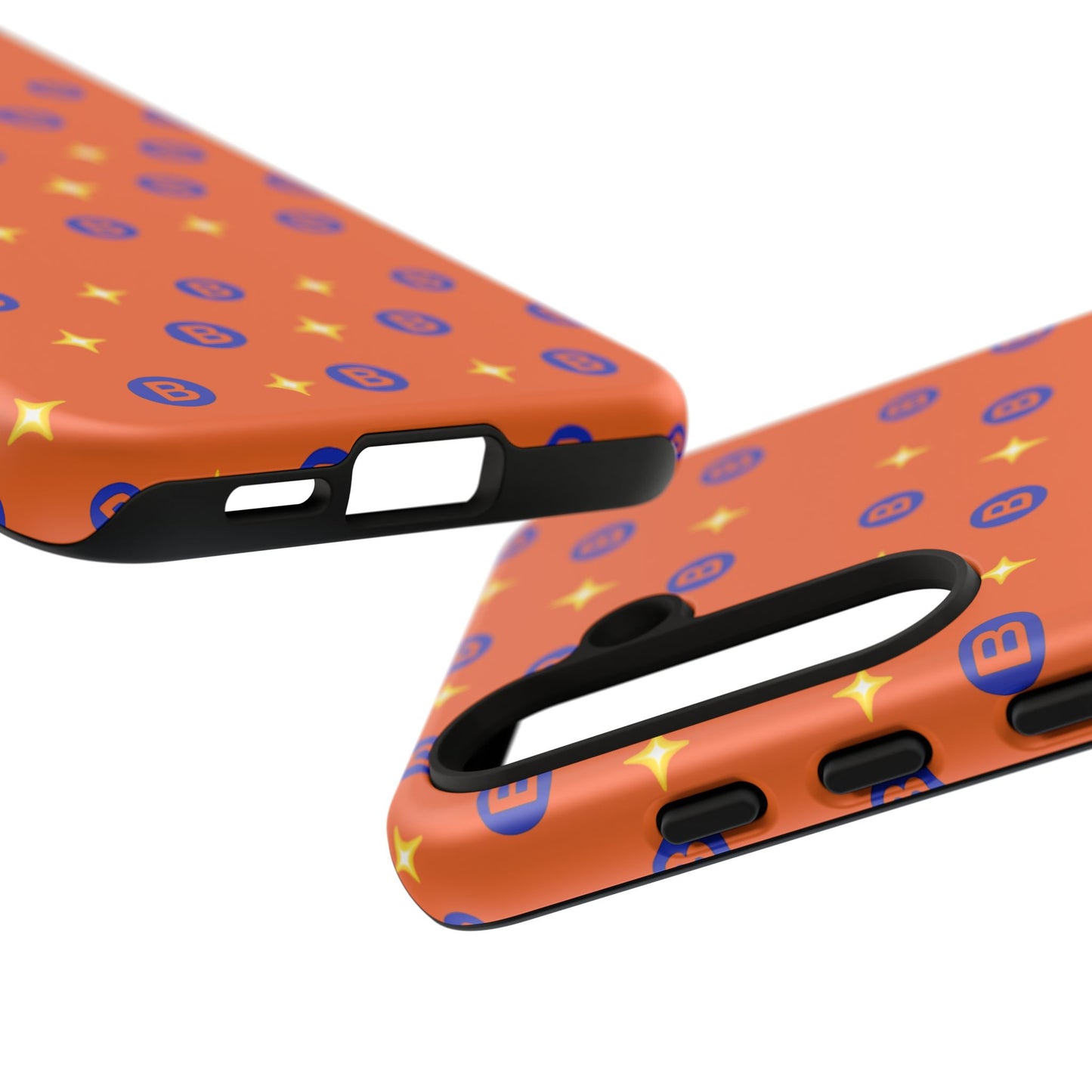 Orange Retro Sparkle Phone Case — Monogram B Pattern Tough Case