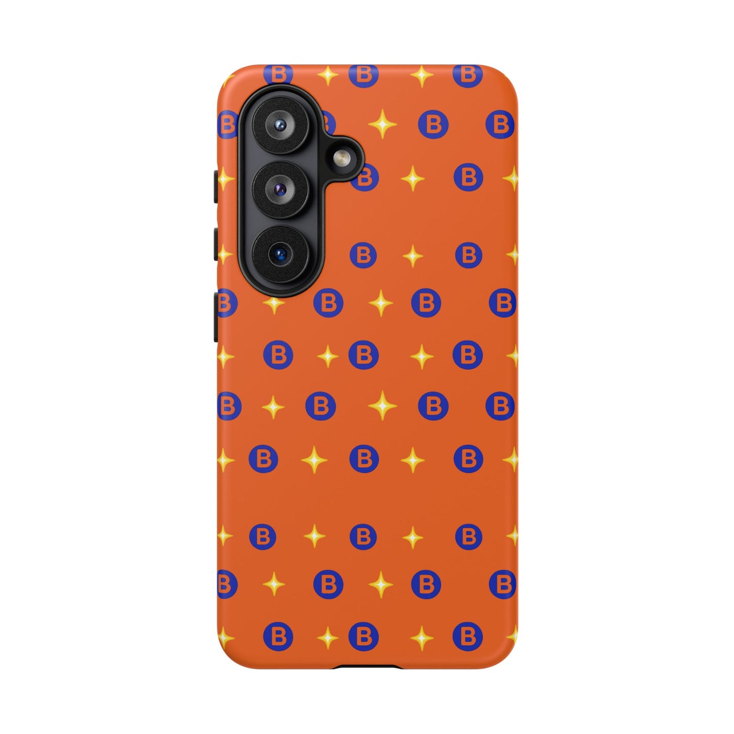 Orange Retro Sparkle Phone Case — Monogram B Pattern Tough Case