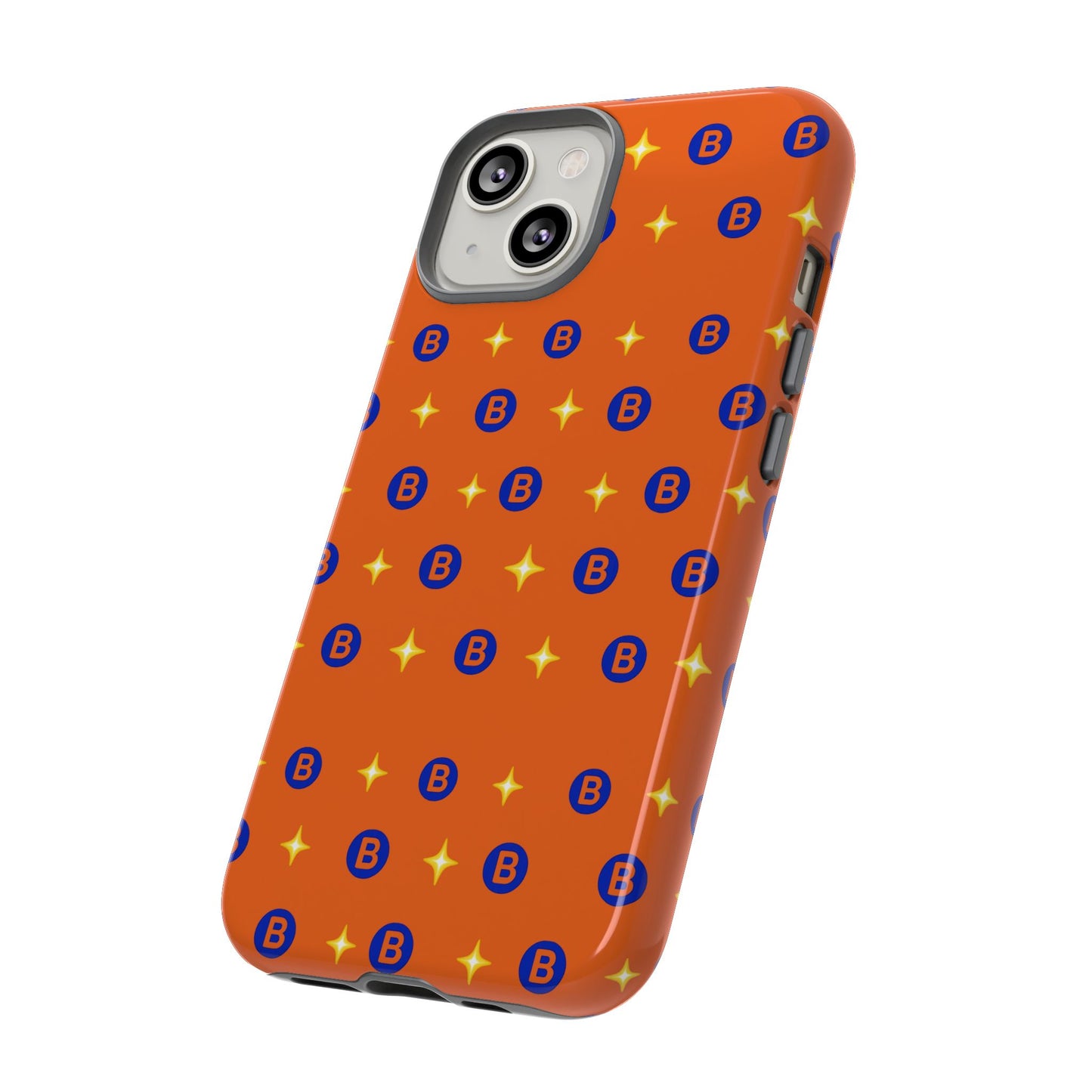 Orange Retro Sparkle Phone Case — Monogram B Pattern Tough Case