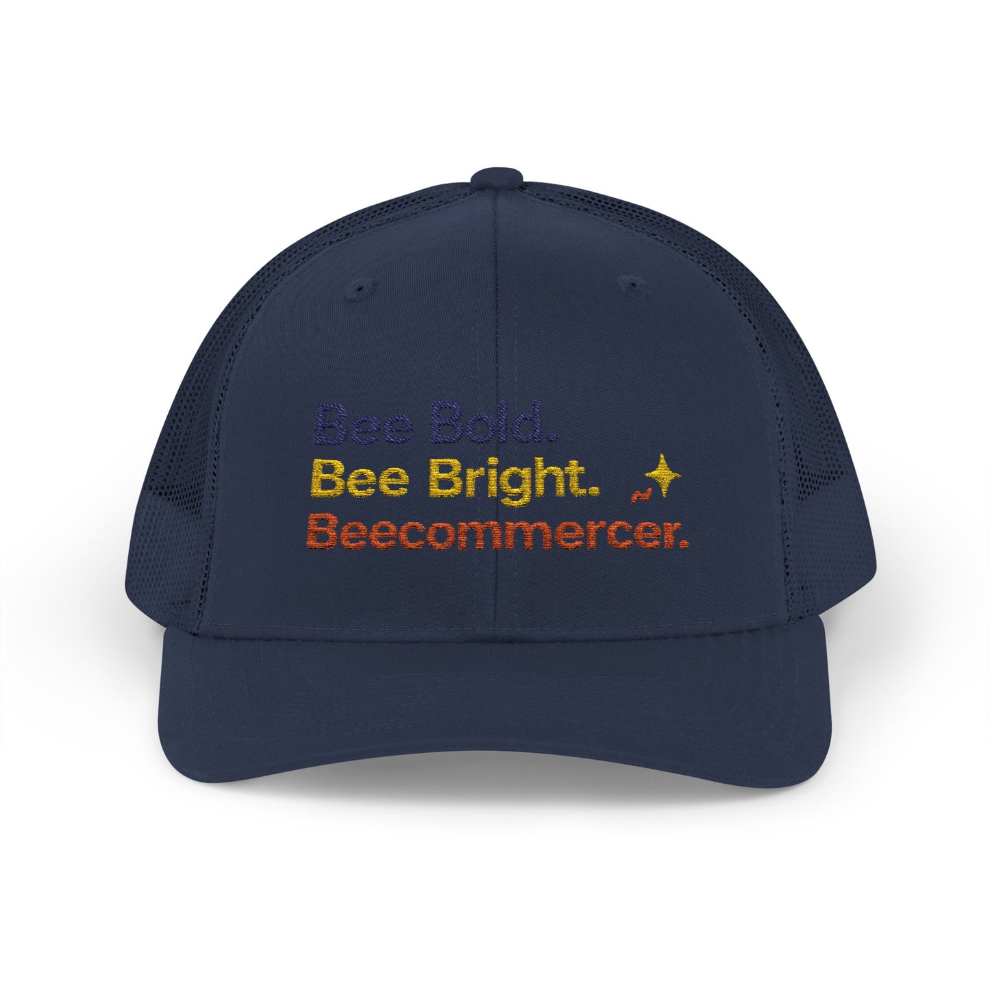 Trucker Cap — "Bee Bold. Bee Bright. Beecommercer." Embroidered Entrepreneur Hat