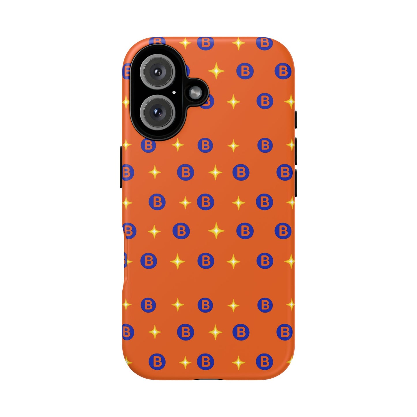 Orange Retro Sparkle Phone Case — Monogram B Pattern Tough Case