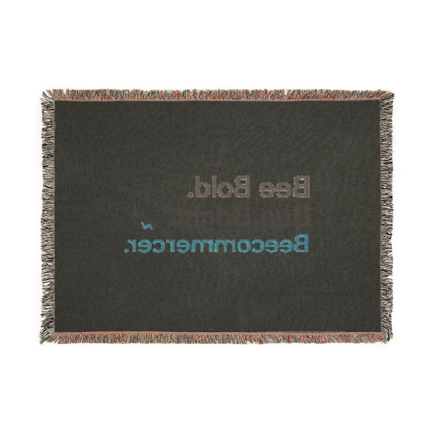 Woven Blanket — "Bee Bold. Bee Bright. Beecommcer." Motivational Fringe Throw