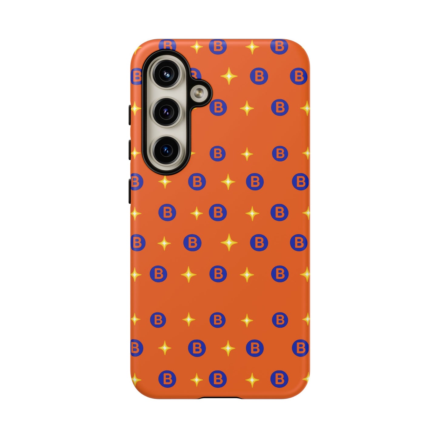Orange Retro Sparkle Phone Case — Monogram B Pattern Tough Case