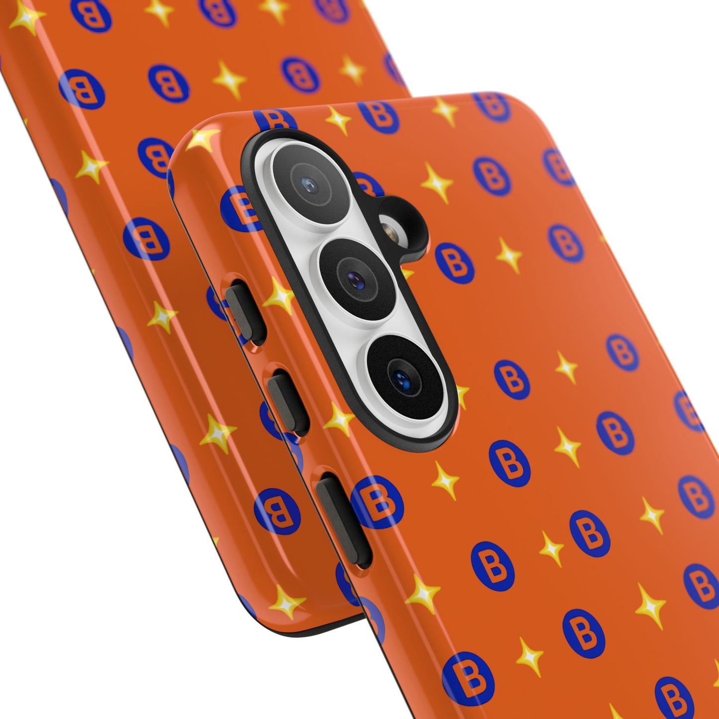 Orange Retro Sparkle Phone Case — Monogram B Pattern Tough Case