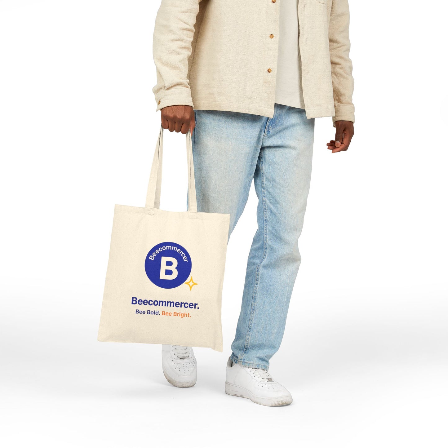Canvas Tote Bag — Beecommercer Logo "Bee Bold. Bee Bright."