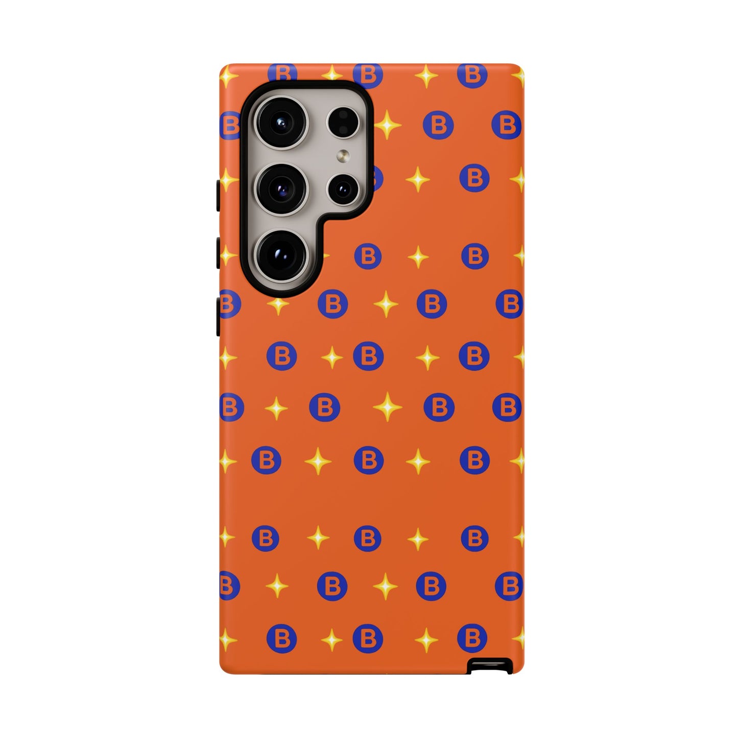 Orange Retro Sparkle Phone Case — Monogram B Pattern Tough Case