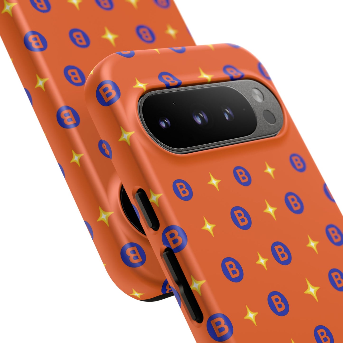Orange Retro Sparkle Phone Case — Monogram B Pattern Tough Case