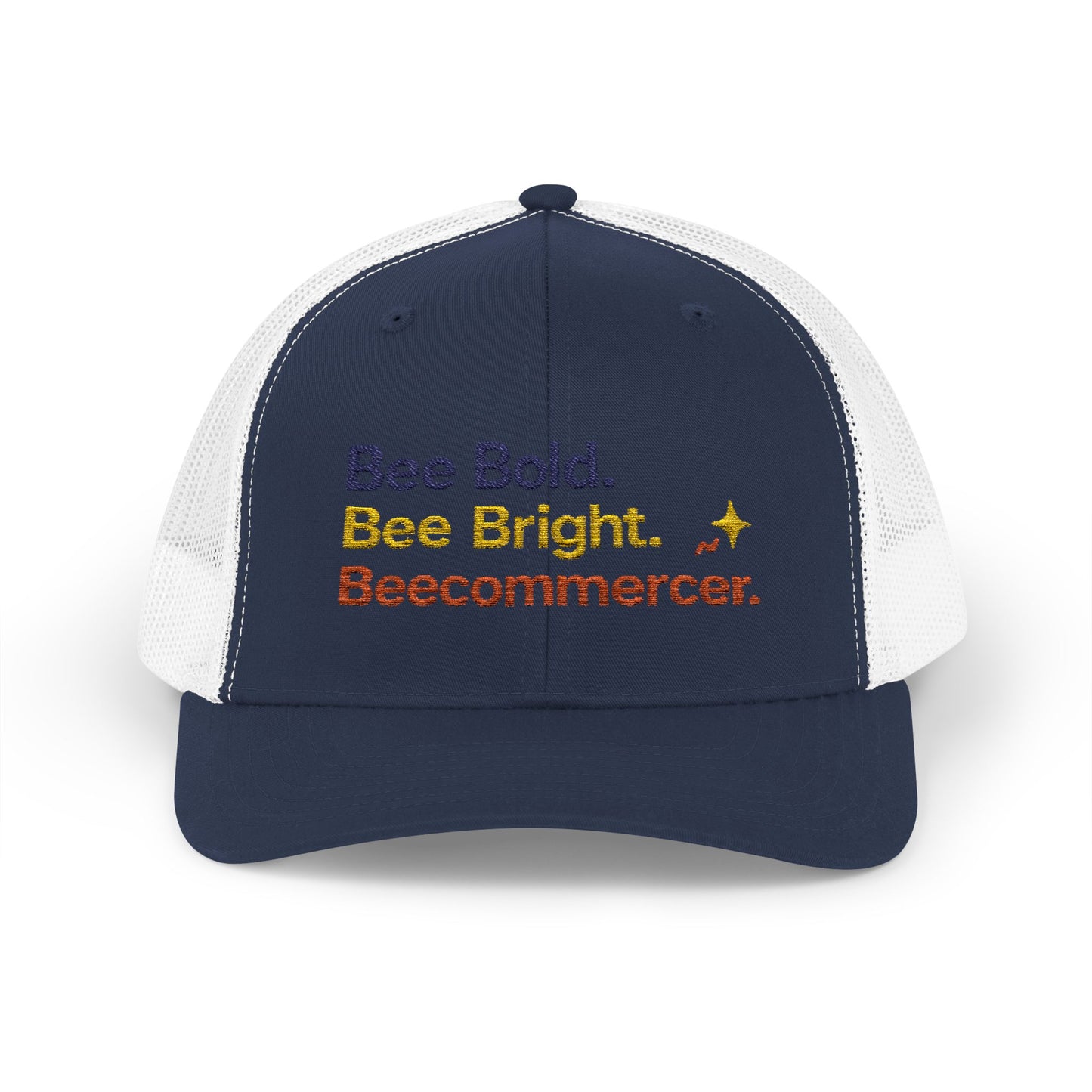 Trucker Cap — "Bee Bold. Bee Bright. Beecommercer." Embroidered Entrepreneur Hat