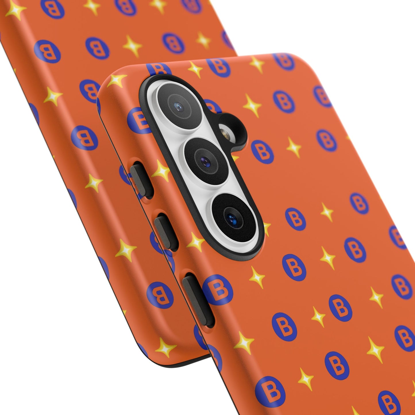 Orange Retro Sparkle Phone Case — Monogram B Pattern Tough Case