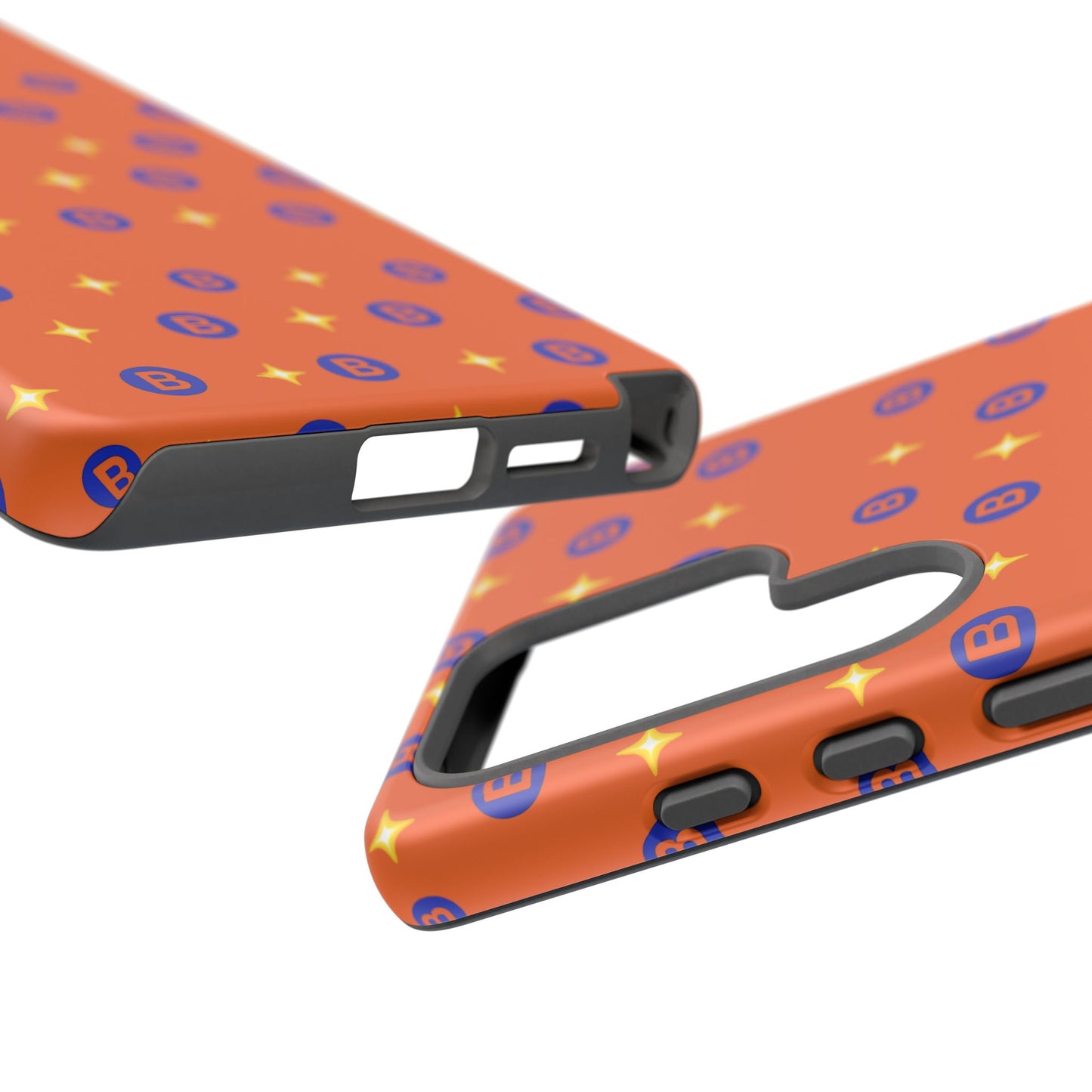 Orange Retro Sparkle Phone Case — Monogram B Pattern Tough Case