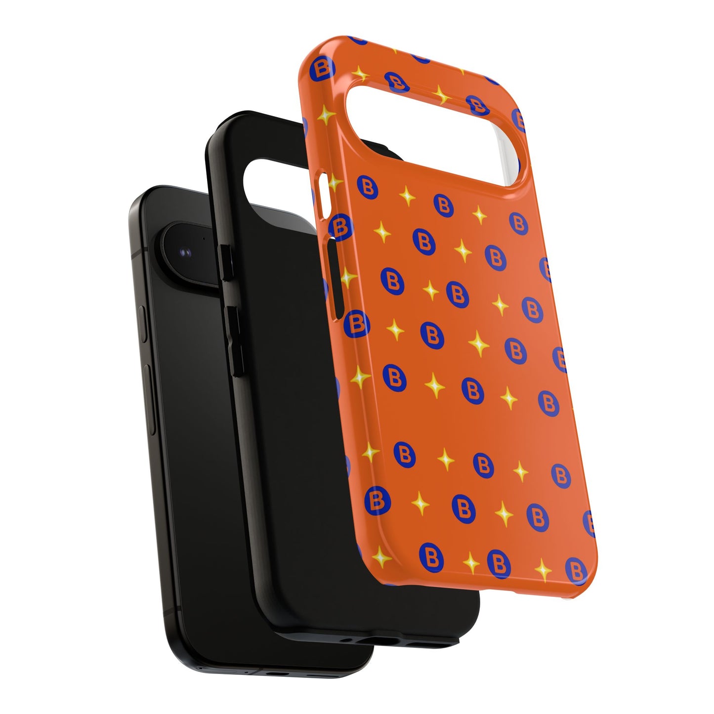 Orange Retro Sparkle Phone Case — Monogram B Pattern Tough Case