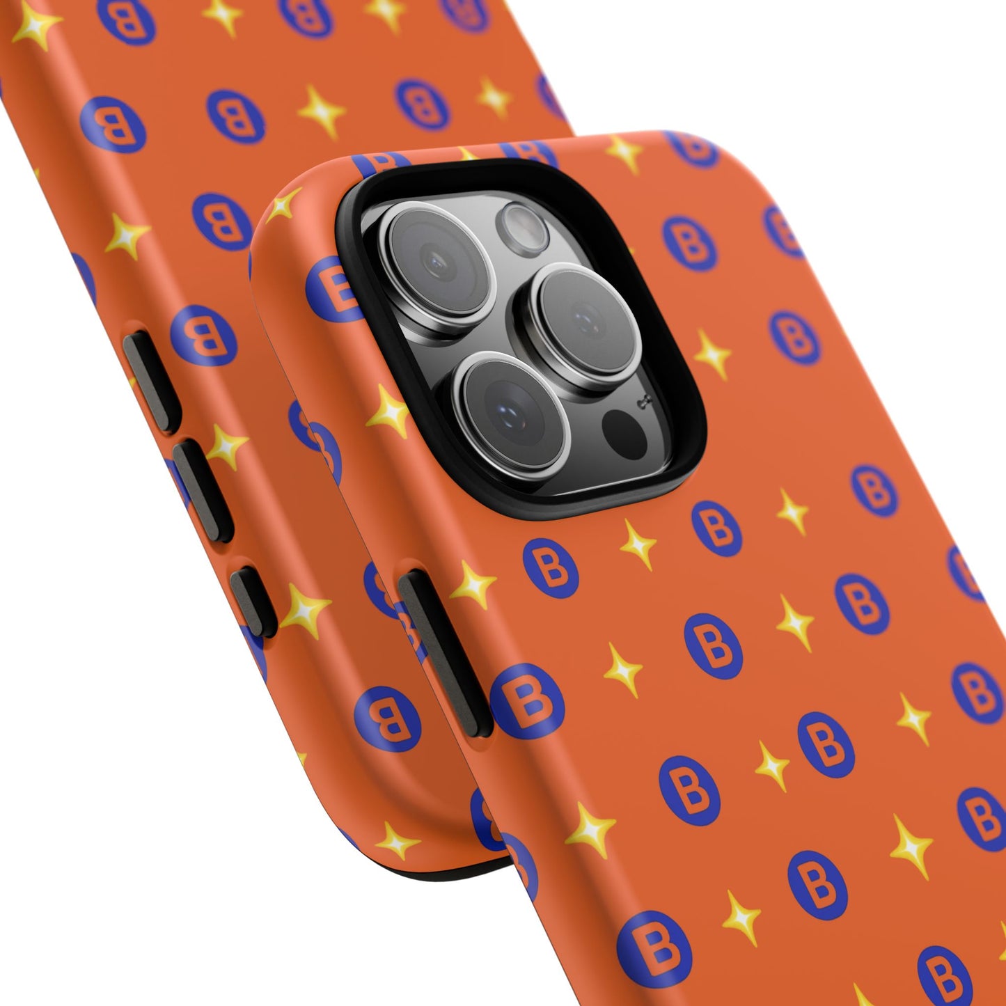 Orange Retro Sparkle Phone Case — Monogram B Pattern Tough Case