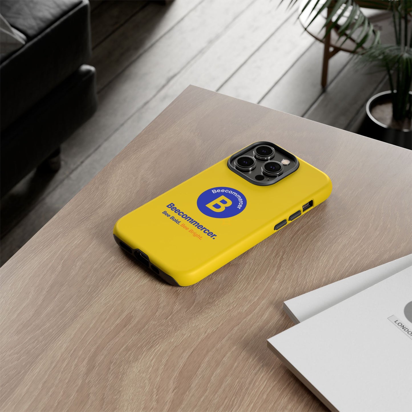 Beecommercer Bold Logo Phone Case — Yellow Protective Phone Cover