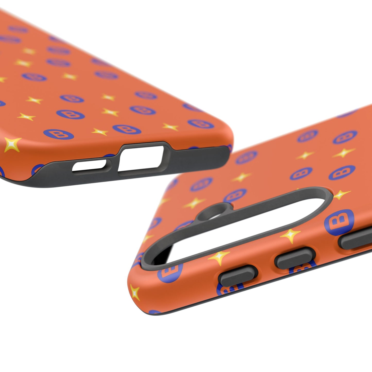 Orange Retro Sparkle Phone Case — Monogram B Pattern Tough Case