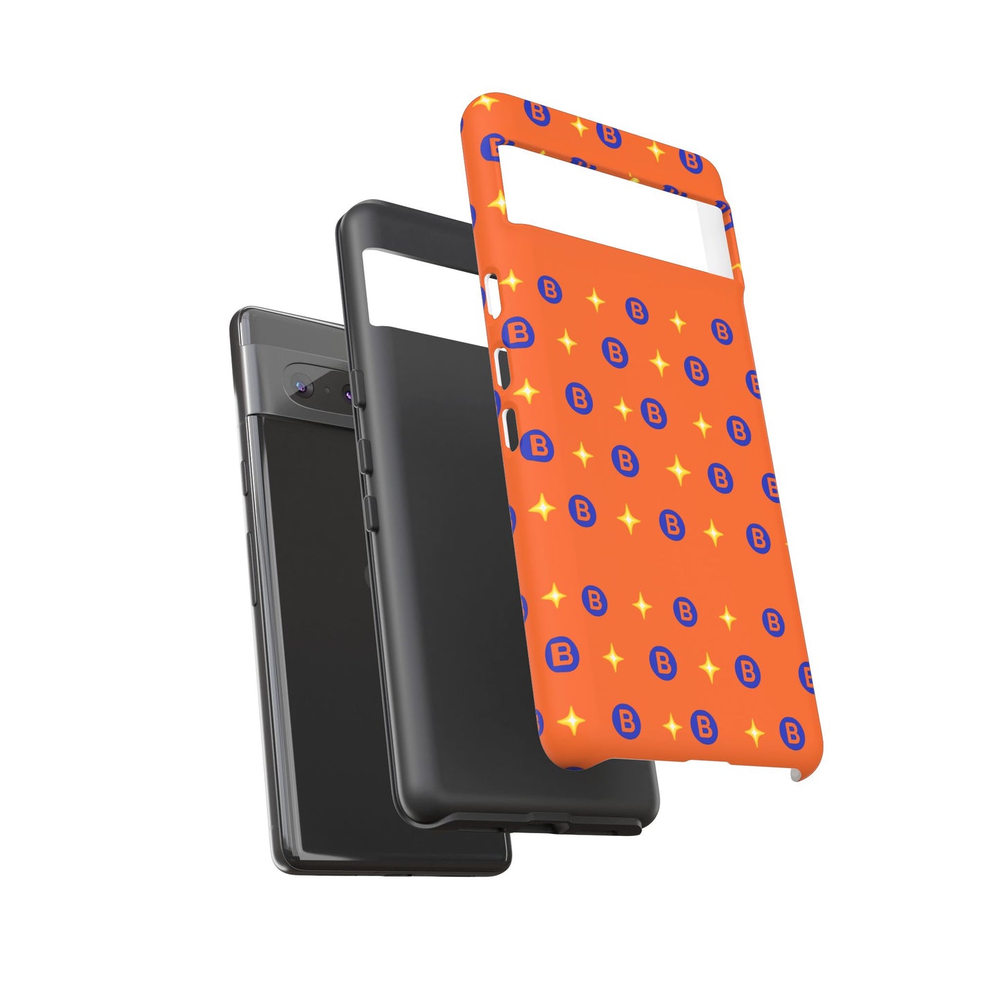 Orange Retro Sparkle Phone Case — Monogram B Pattern Tough Case