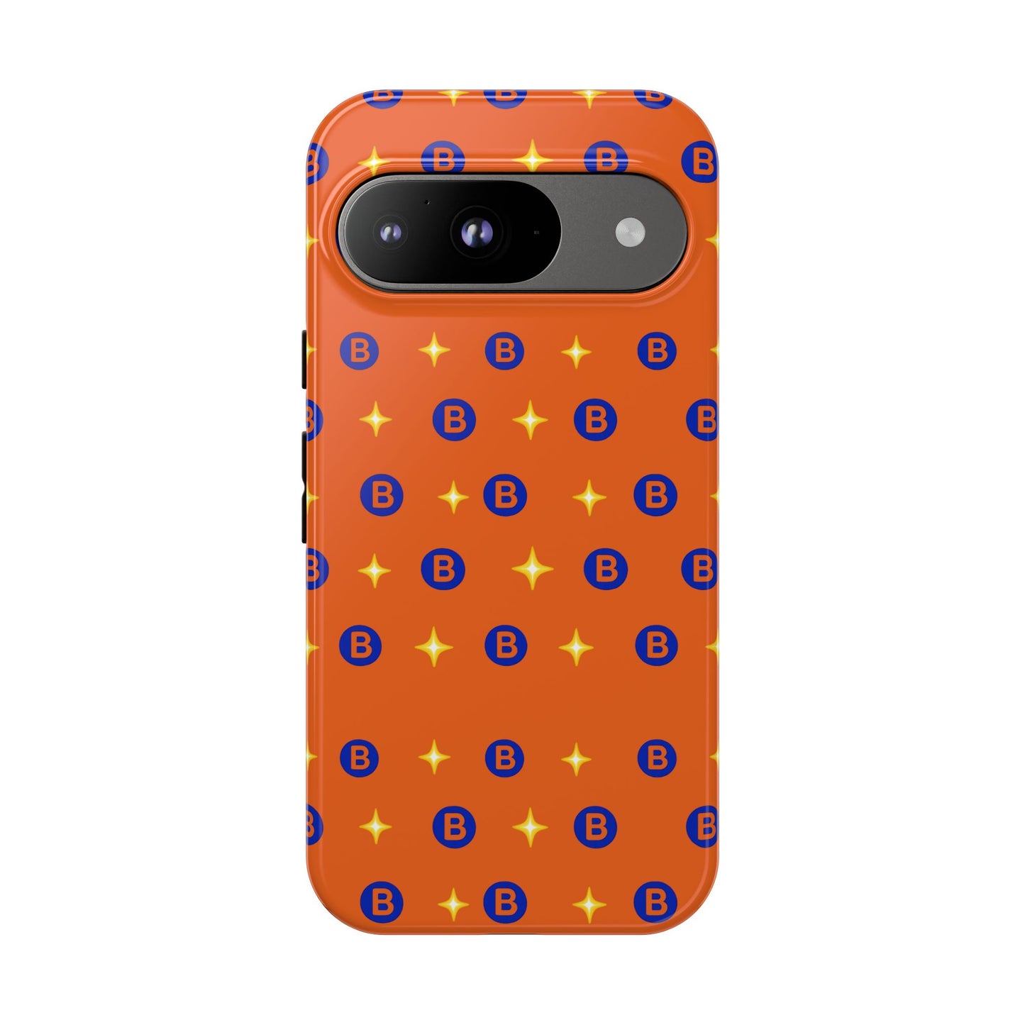 Orange Retro Sparkle Phone Case — Monogram B Pattern Tough Case
