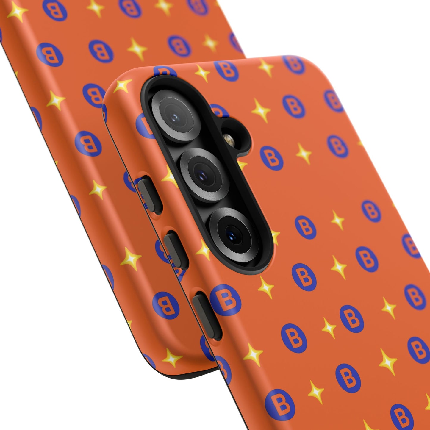 Orange Retro Sparkle Phone Case — Monogram B Pattern Tough Case