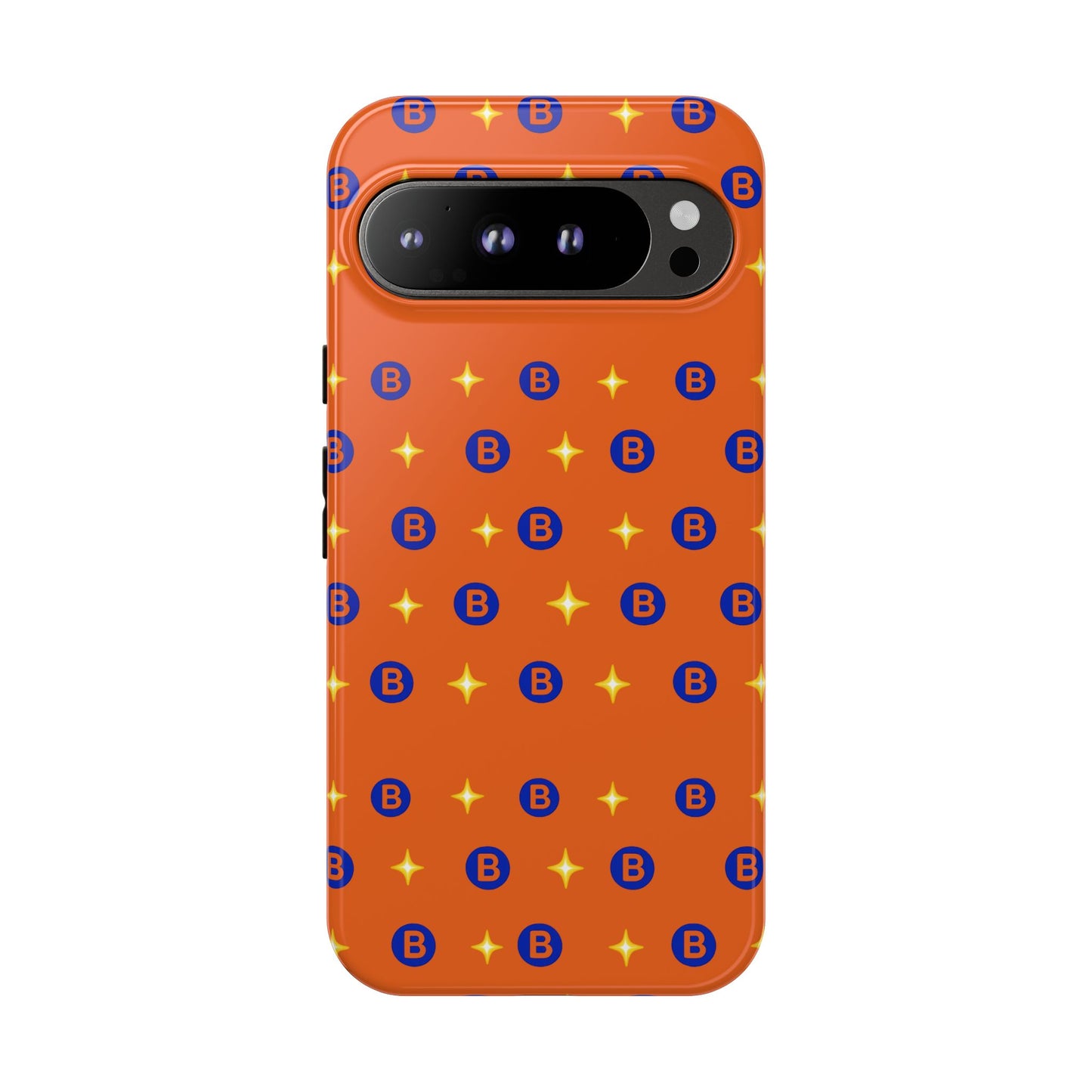 Orange Retro Sparkle Phone Case — Monogram B Pattern Tough Case