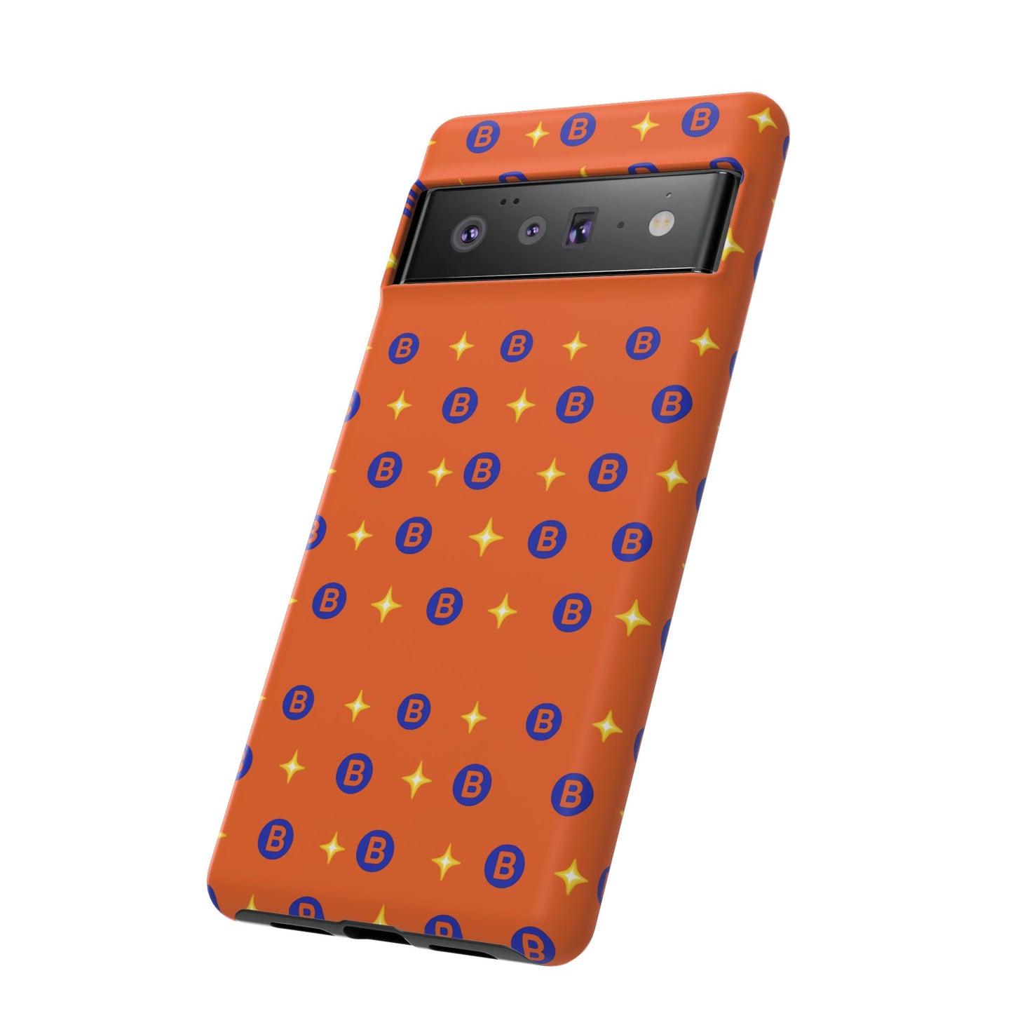 Orange Retro Sparkle Phone Case — Monogram B Pattern Tough Case