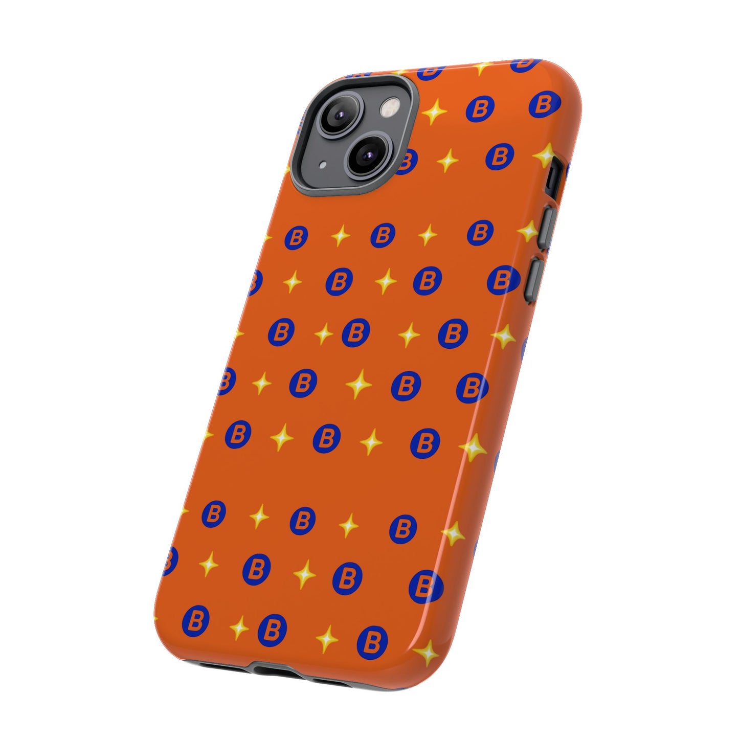 Orange Retro Sparkle Phone Case — Monogram B Pattern Tough Case