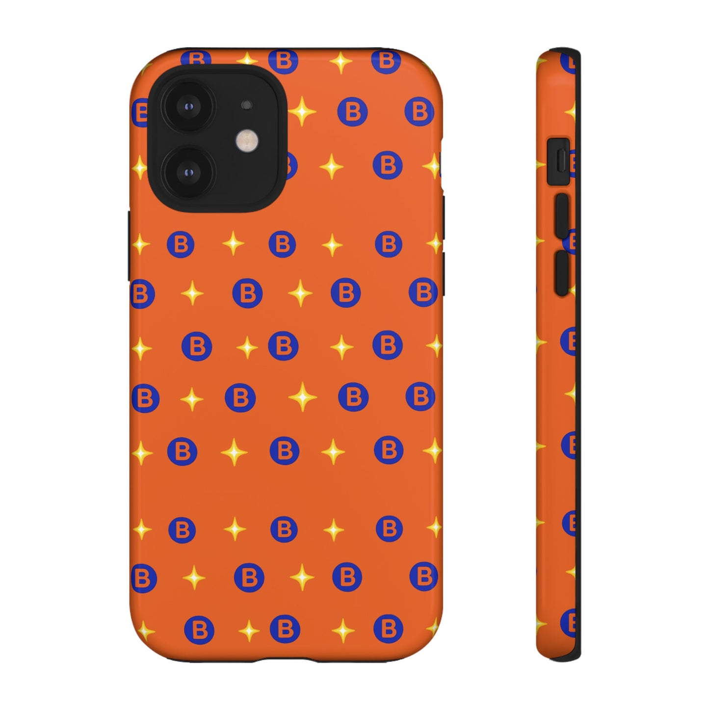 Orange Retro Sparkle Phone Case — Monogram B Pattern Tough Case