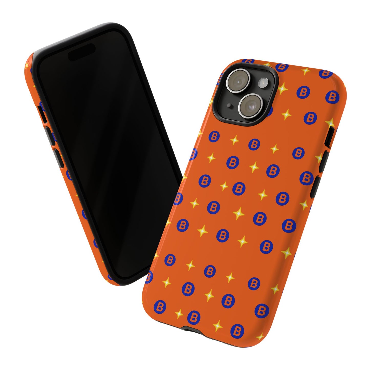 Orange Retro Sparkle Phone Case — Monogram B Pattern Tough Case