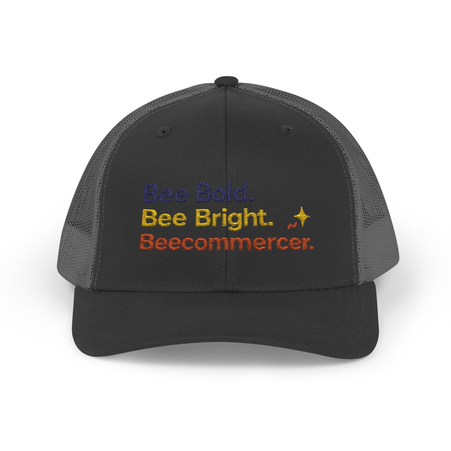 Trucker Cap — "Bee Bold. Bee Bright. Beecommercer." Embroidered Entrepreneur Hat