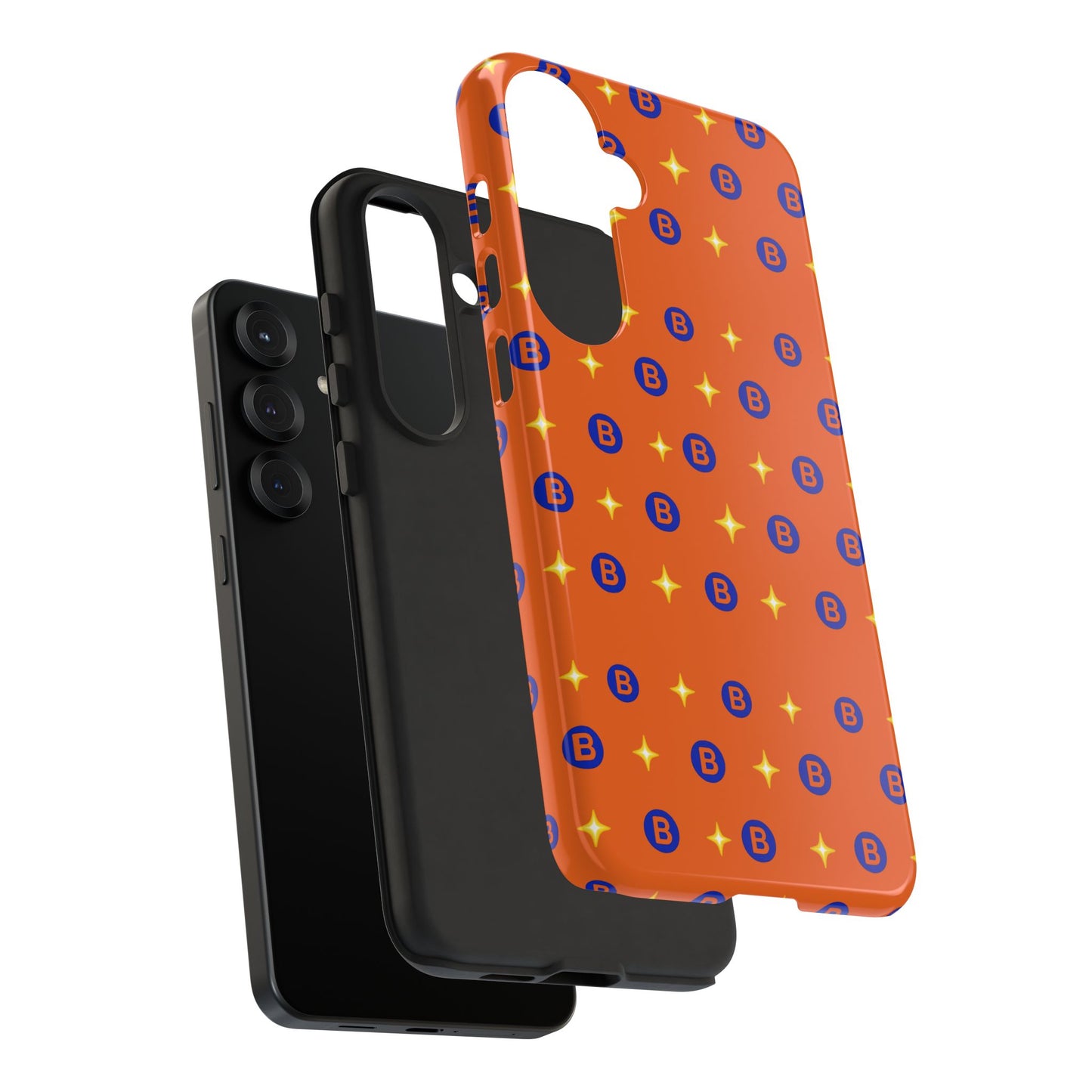 Orange Retro Sparkle Phone Case — Monogram B Pattern Tough Case