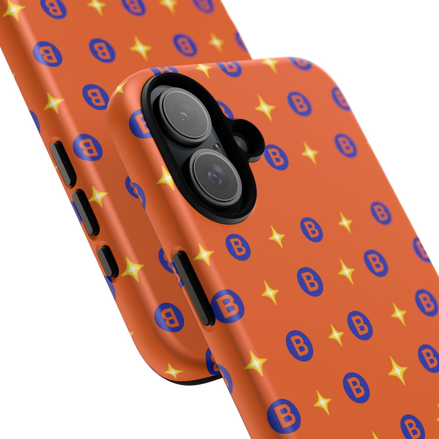 Orange Retro Sparkle Phone Case — Monogram B Pattern Tough Case