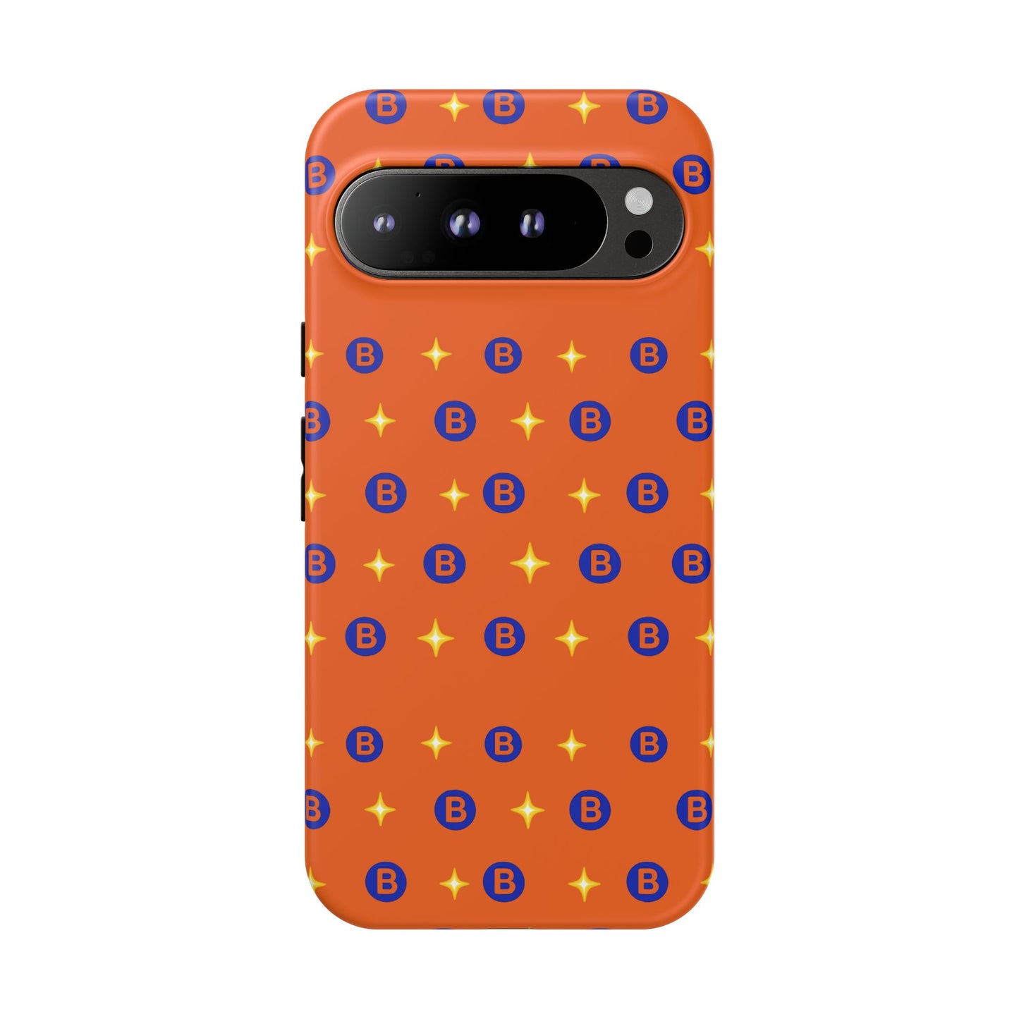 Orange Retro Sparkle Phone Case — Monogram B Pattern Tough Case