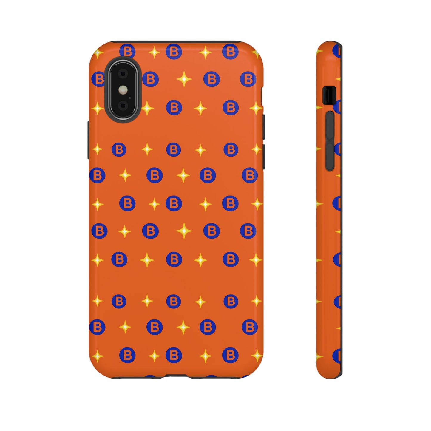 Orange Retro Sparkle Phone Case — Monogram B Pattern Tough Case
