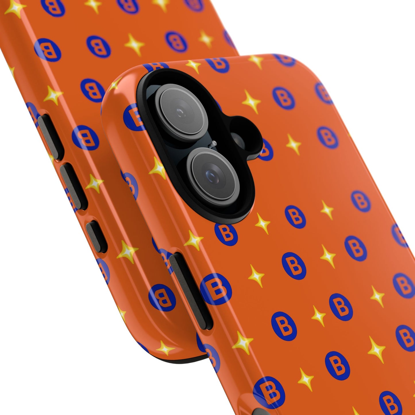 Orange Retro Sparkle Phone Case — Monogram B Pattern Tough Case