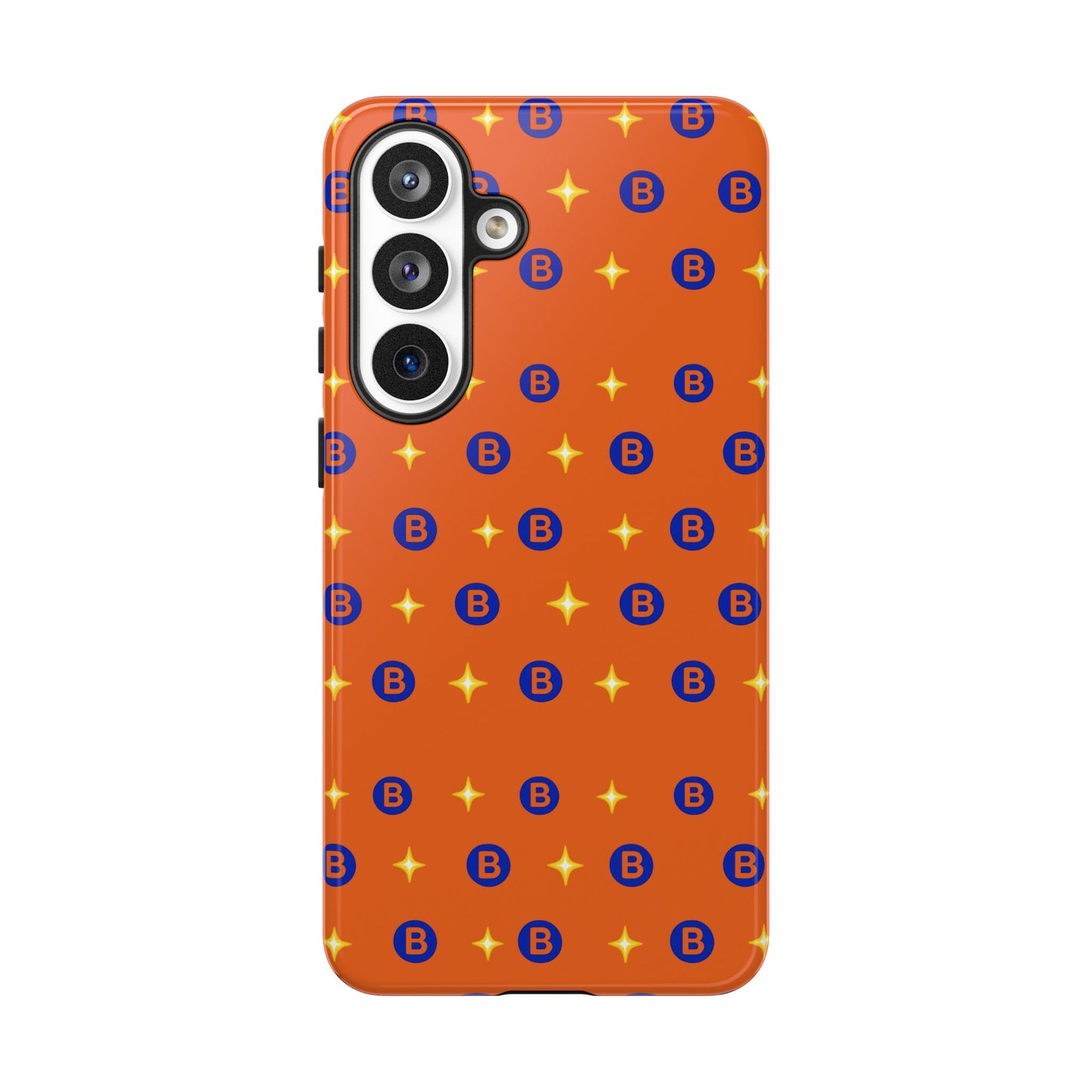 Orange Retro Sparkle Phone Case — Monogram B Pattern Tough Case