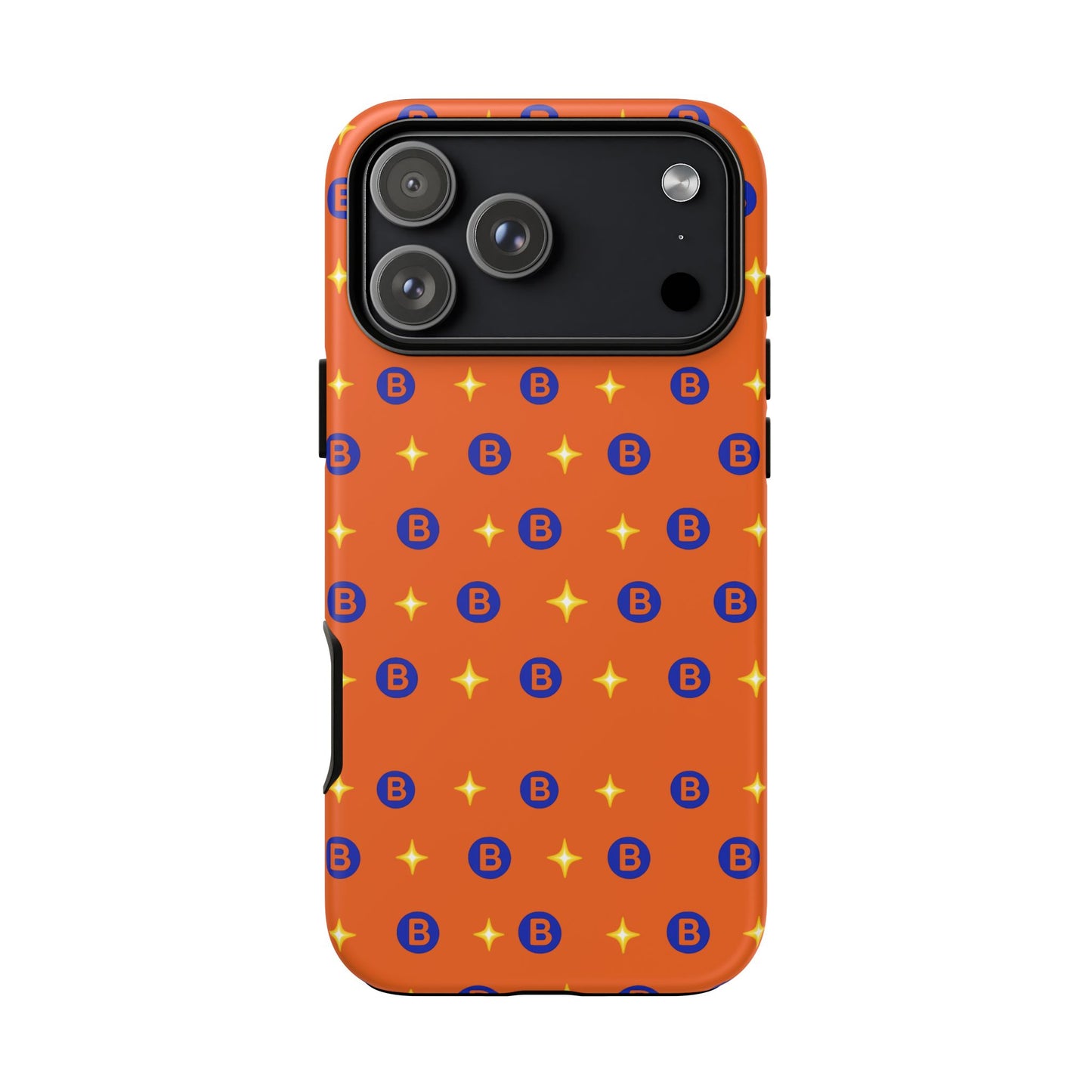 Orange Retro Sparkle Phone Case — Monogram B Pattern Tough Case