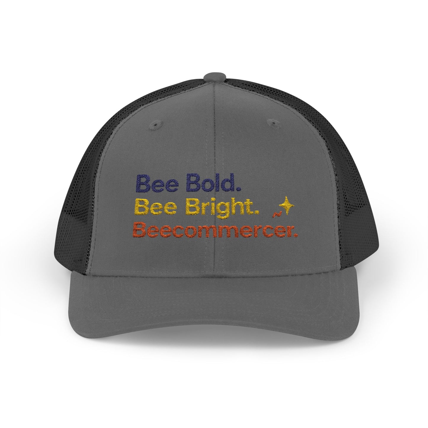Trucker Cap — "Bee Bold. Bee Bright. Beecommercer." Embroidered Entrepreneur Hat