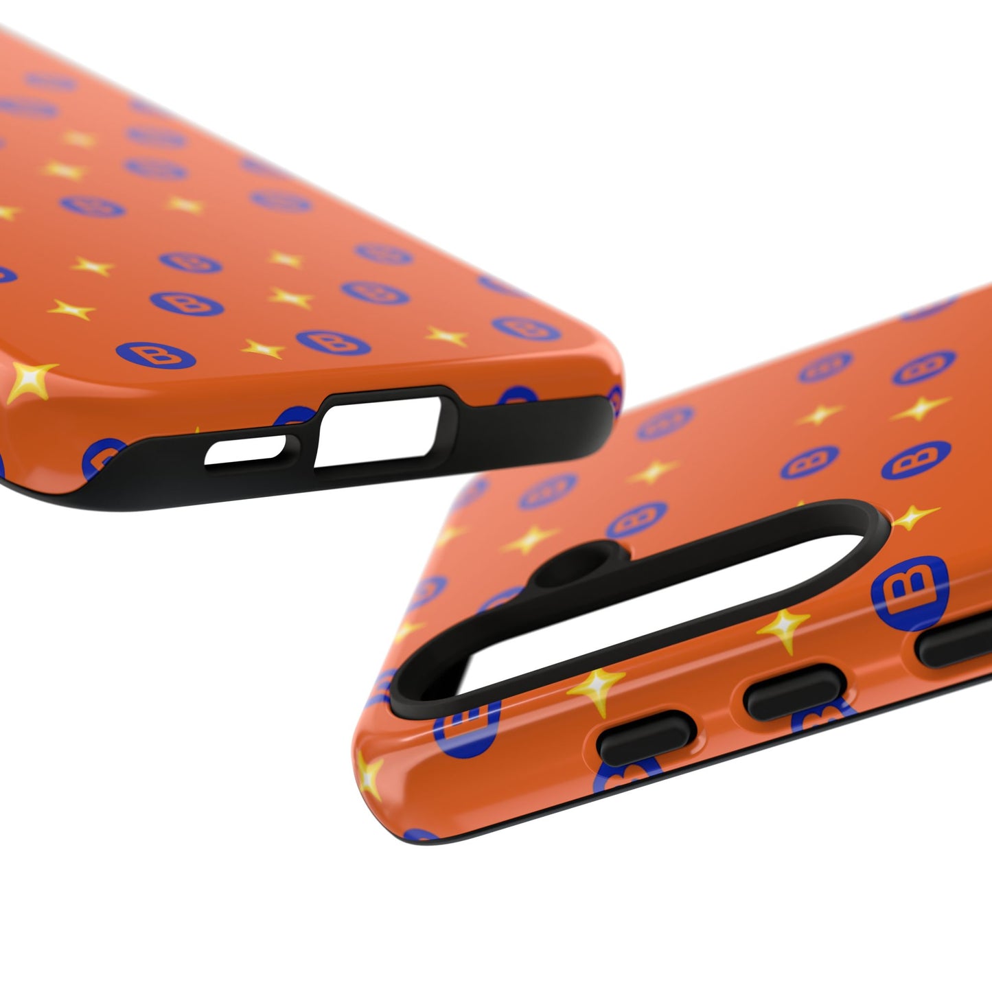 Orange Retro Sparkle Phone Case — Monogram B Pattern Tough Case