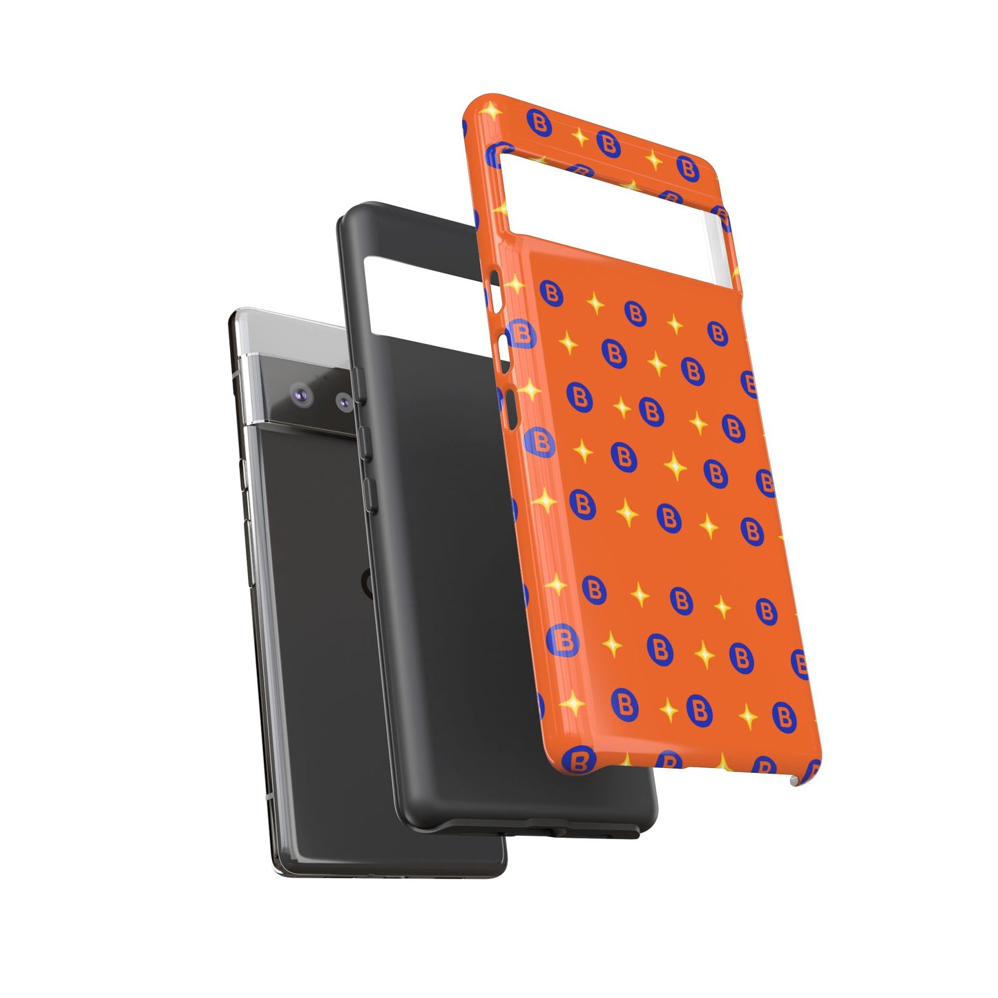 Orange Retro Sparkle Phone Case — Monogram B Pattern Tough Case