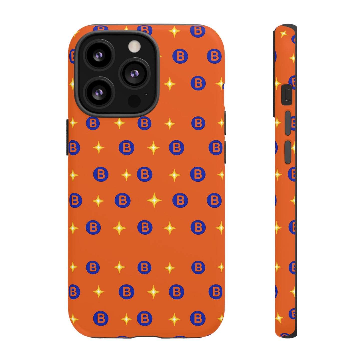 Orange Retro Sparkle Phone Case — Monogram B Pattern Tough Case