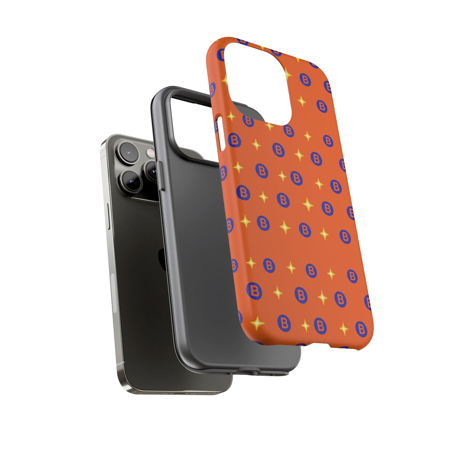 Orange Retro Sparkle Phone Case — Monogram B Pattern Tough Case