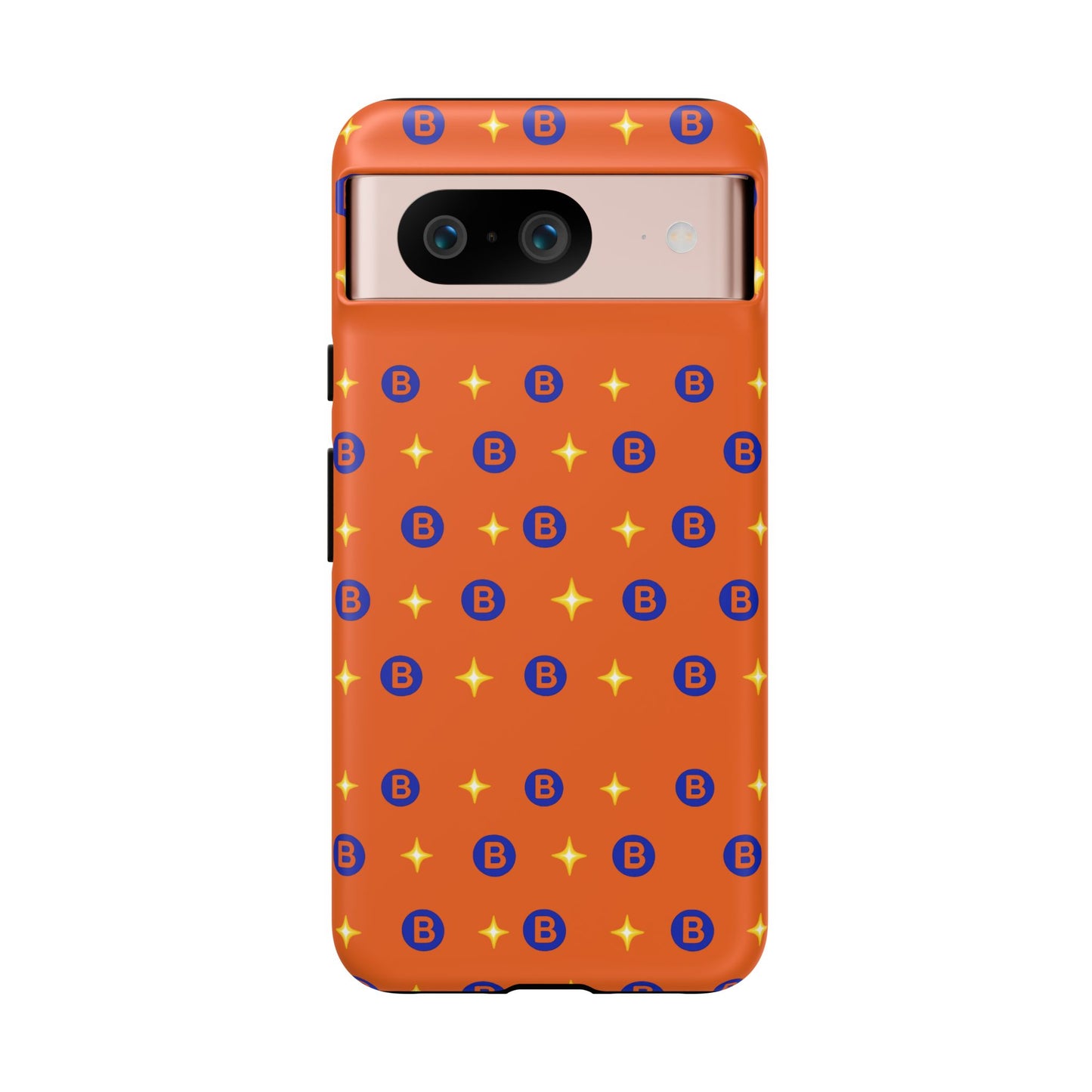 Orange Retro Sparkle Phone Case — Monogram B Pattern Tough Case