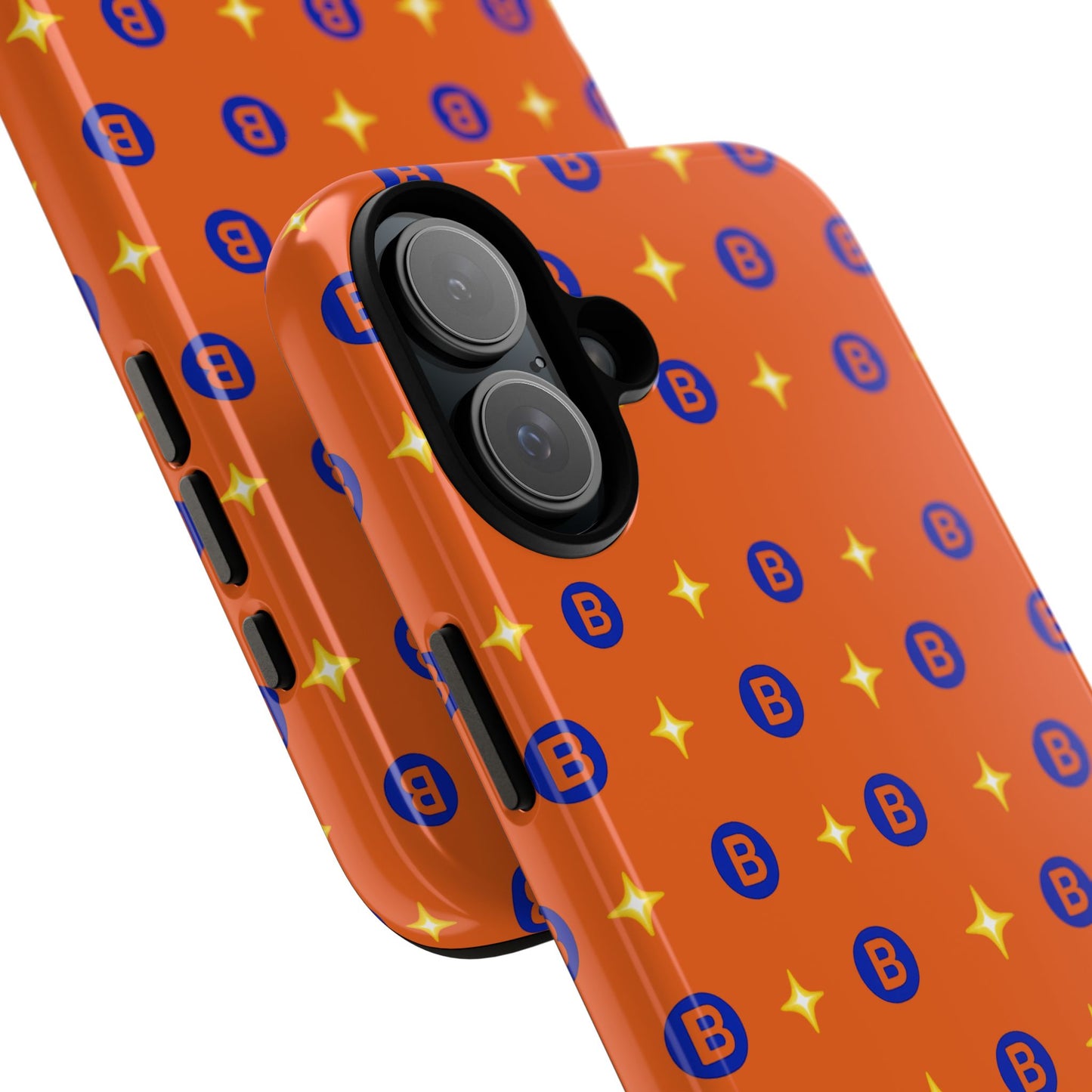 Orange Retro Sparkle Phone Case — Monogram B Pattern Tough Case
