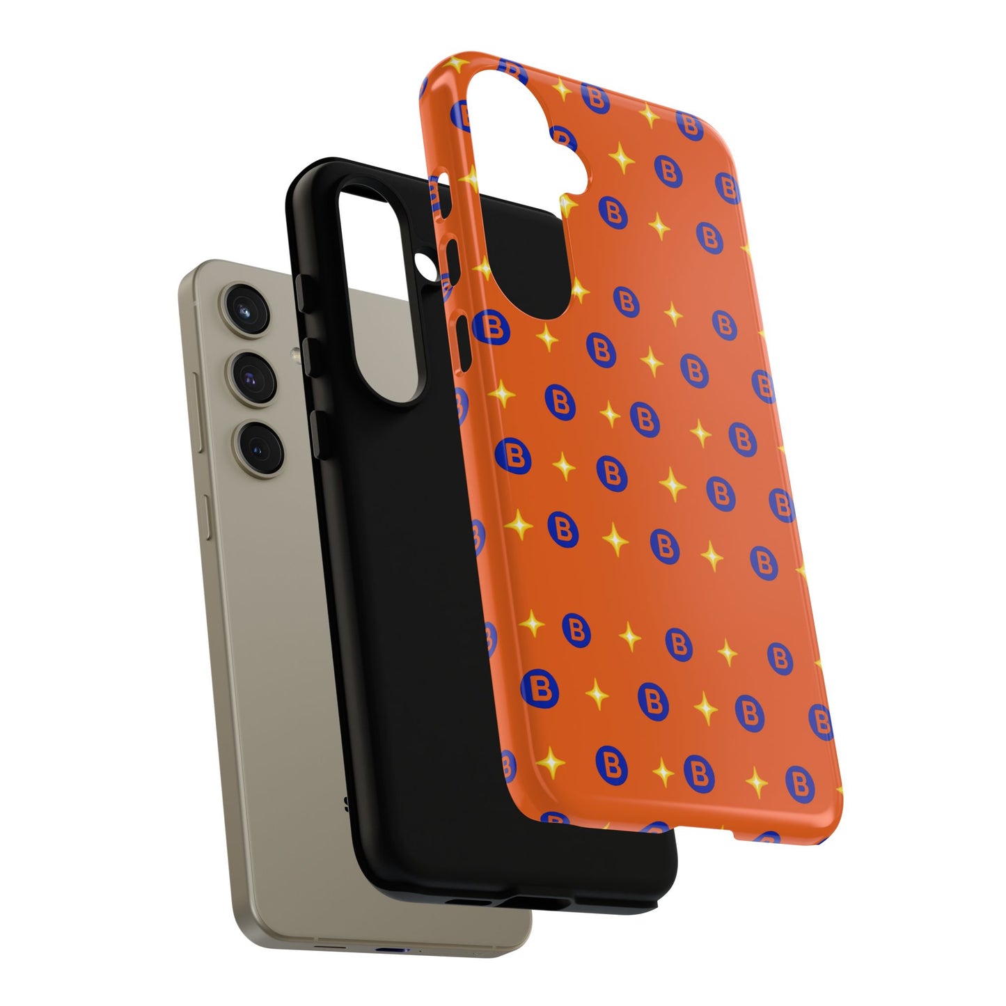 Orange Retro Sparkle Phone Case — Monogram B Pattern Tough Case