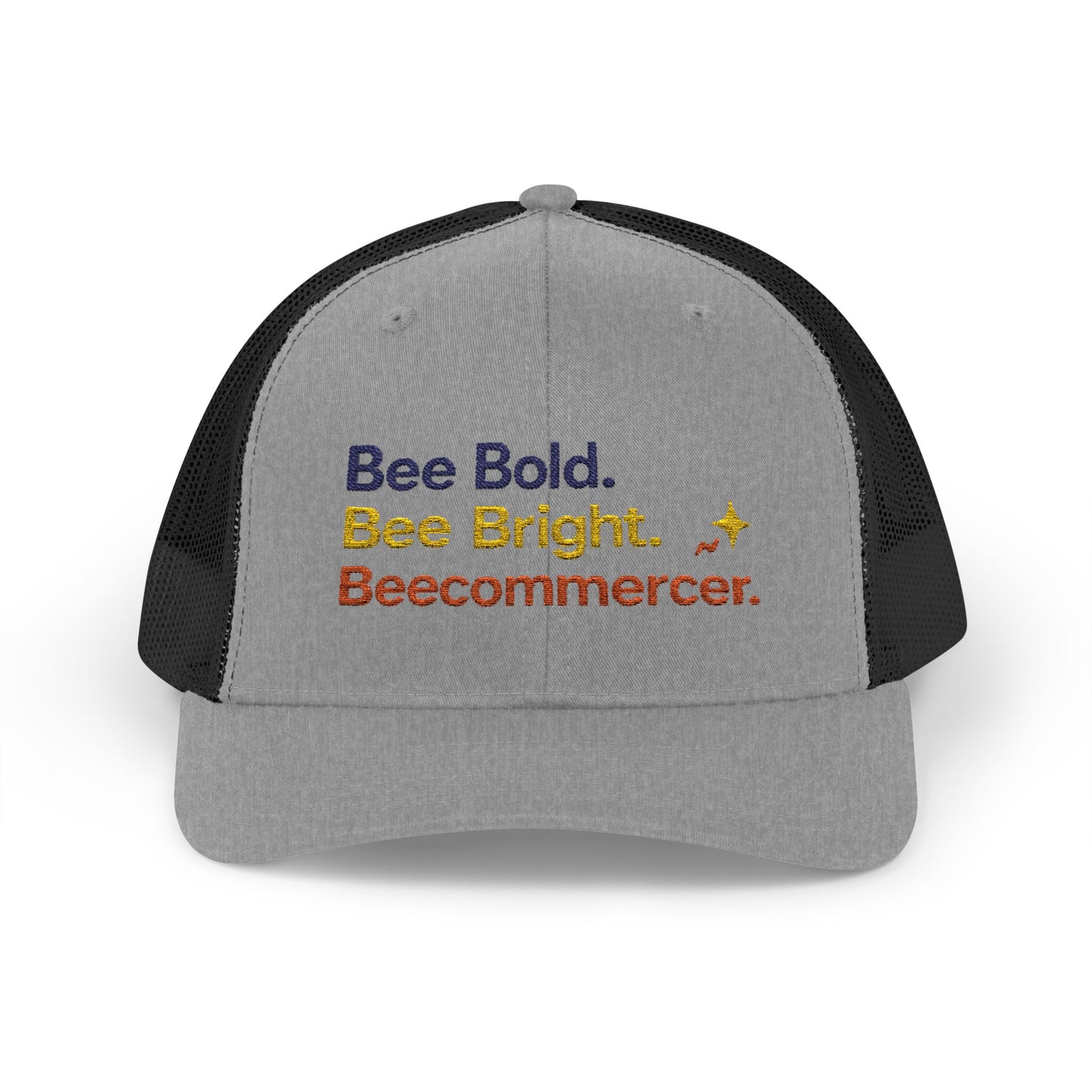 Trucker Cap — "Bee Bold. Bee Bright. Beecommercer." Embroidered Entrepreneur Hat