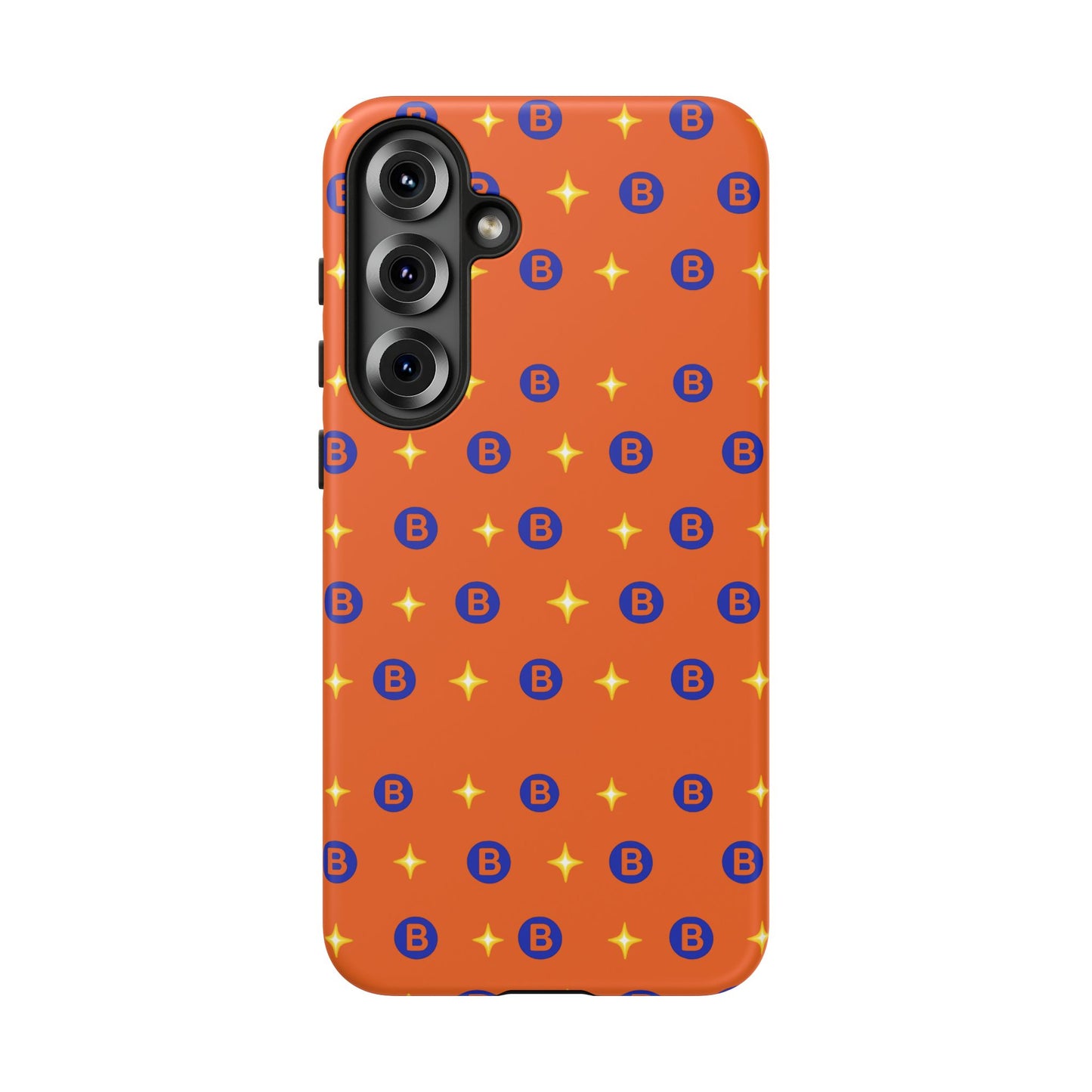 Orange Retro Sparkle Phone Case — Monogram B Pattern Tough Case