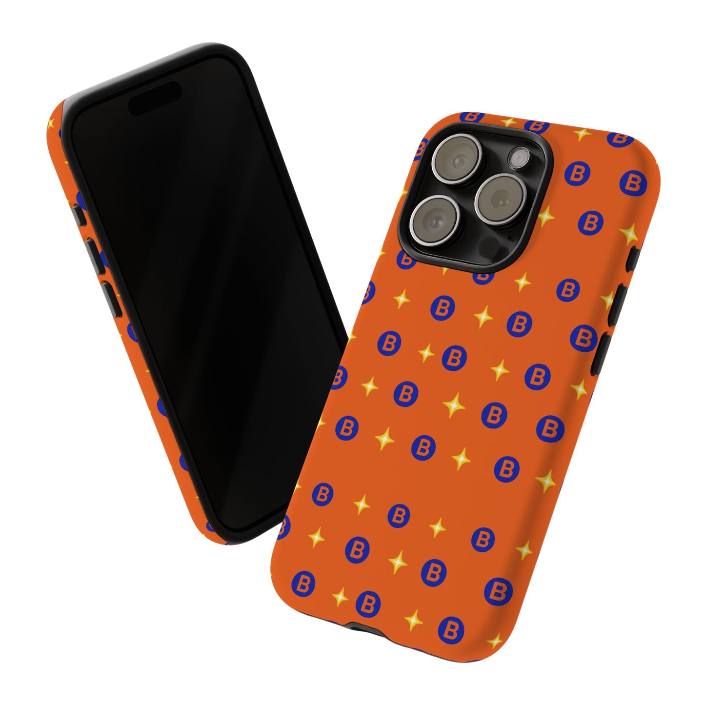 Orange Retro Sparkle Phone Case — Monogram B Pattern Tough Case