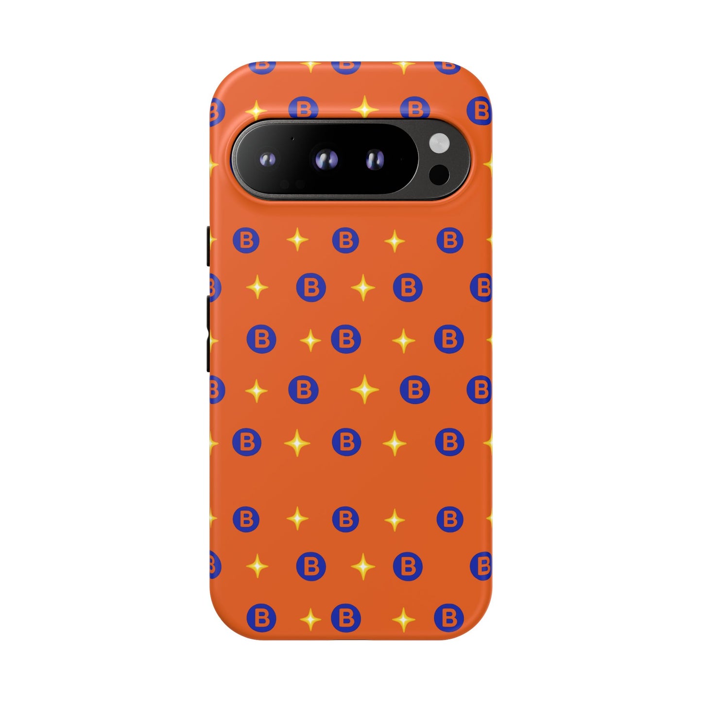 Orange Retro Sparkle Phone Case — Monogram B Pattern Tough Case