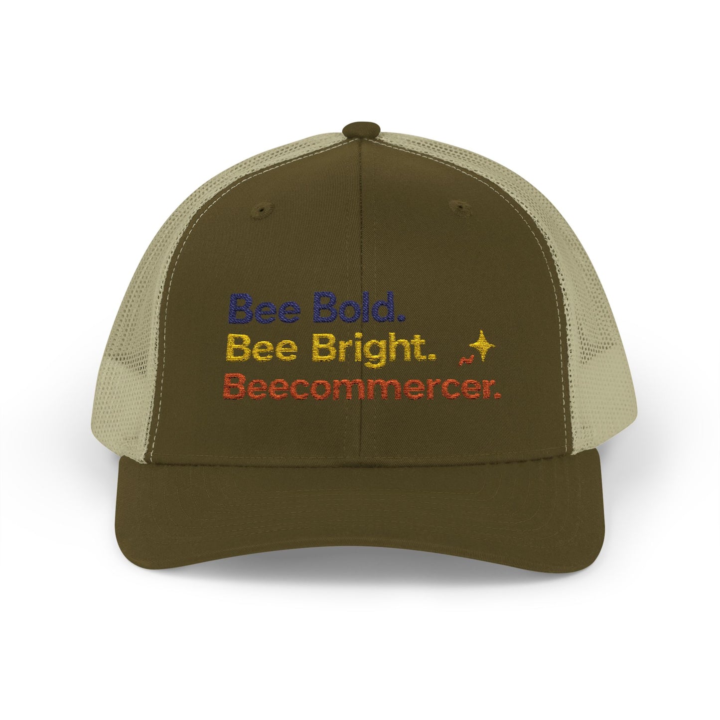 Trucker Cap — "Bee Bold. Bee Bright. Beecommercer." Embroidered Entrepreneur Hat