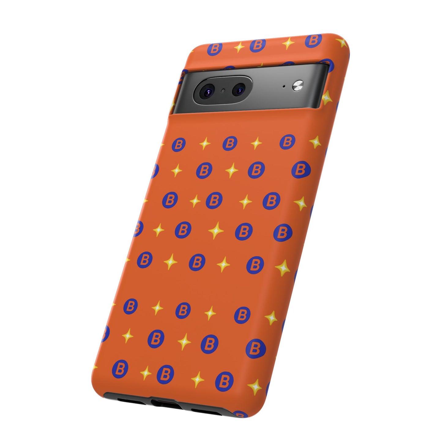 Orange Retro Sparkle Phone Case — Monogram B Pattern Tough Case